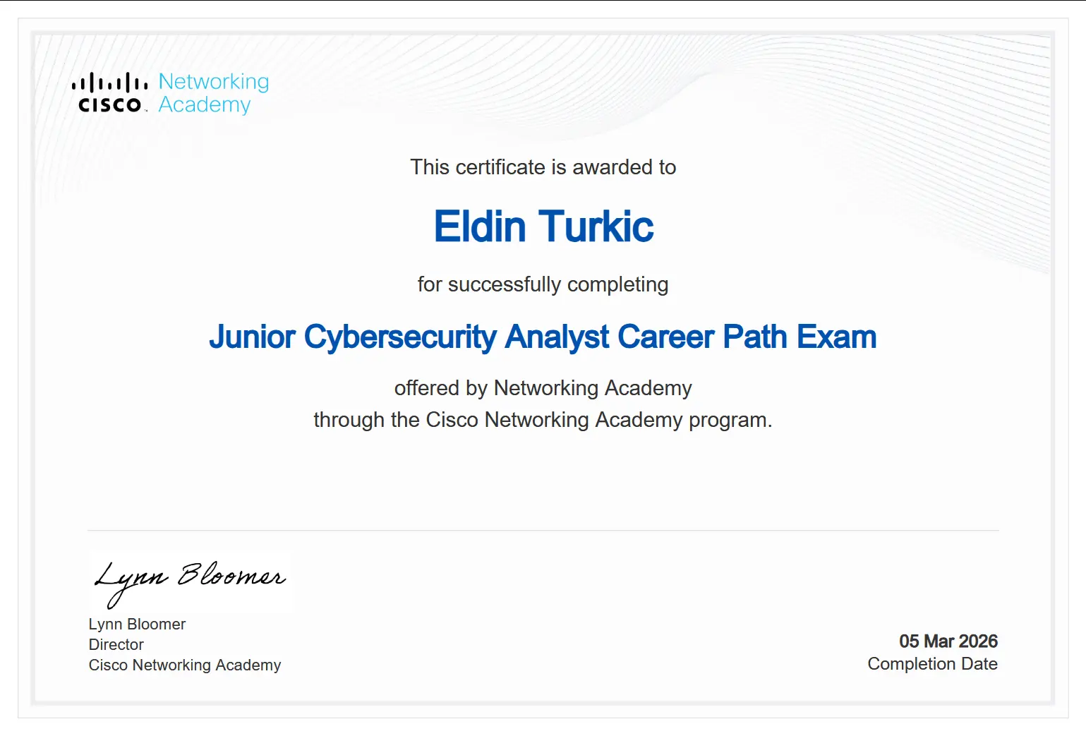 Junior Cybersecurity Analyst Career Path Exam - Eldin Turkić